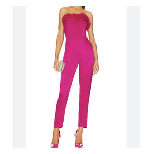 SAYLOR Raya hot pink feather jumpsuit sz XS